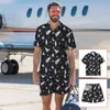 Men's Tracksuits Mens Hawaiian Beach Summer Define Pequenas camisas de estampa de estampa de barco de vela estampa de férias de férias de férias de duas peças