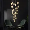 Lâmpadas pendentes LED LED Modern Minimalist Attic Crystal Candelier Girlating Kitchen Bar Table Sala de jantar