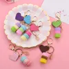 Keychains Macaron Cake Keychain PU Love Alloy Leaf Key Chain Charm For Women Bag Pendant Ring Party Gift Jewelry Holder