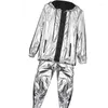 Stage Wear Hip Hop Dance Costumes Women Men Shiny Silver Coat Pants Street Dancing Clothes Adults Jazz Performance Outfit DN5392