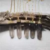 Necklaces FUWO Hot Sell Smoky Quartz Point Necklace Raw Crystal Stone With Gifferent Gold Chain Jewelry Gift Wholesale NC408 5PCS/Lot