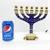 Urządzenia Menorah Candle posiadacz Judaica 7 Branch Candelabra Izrael Shalom Religijne 12 plemion Jerusalem Temple Decoration