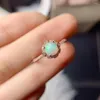 Clusterringen Vintage Classic Natural Opal Ring 925 Sterling Silver ingelegde edelsteen ronde bruids bruidsbetrokkenheidsfeestje geschenk