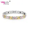 Bracelet Bracelet pour Femmes Brillant Cristal En Acier Inoxydable Santé Hologramme Magnétique Femme Bracelet Charme Chaîne Bracelet Gros Bijoux