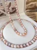 Chains High Chic Fresh Water 9-10mm Near Round Mix Color Orange Purple White Genuine Pearls Necklaces For Women Holidays Presents