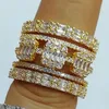 Bandas Godki Trendy 5 linhas Big Bold Declaração Anéis para Mulheres Casamento Cubic Zirconia Cocktail Dedo Anéis Bohemian Beach Jóias Presente