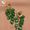 Noeud Xlentag naturel perle d'eau douce pendentif pierre verte boucles d'oreilles 2021 femmes en argent Sterling bijoux de mode cadeau de mariage GE1012A