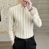 Mäns casual skjortor säsonger Hög affärsmän randiga non wrinkle tum klädtoppar för män kläder camisas y blusa