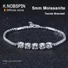 Bracciale K.nobspin Bracciale Moissanite Catena in argento sterling 925 Placcato oro bianco Diamante da laboratorio con certificato Bracciale alla moda per donna