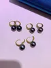 Huggie New Fashion 925 Sterling Silver Women's Earring 1011mm Round Tahiti Black Pearl Hoop Earrings Fine Party Jewelry Cute Presents