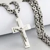 Colliers Men religieux en acier inoxydable croix croix collier pendentif lourd colliers de chaîne byzantine