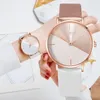 Wristwatches Watches Women Fashion Ladies Cute Dress Watch Colorblock Dial Analog Quartz Leather Bracelet Montre Femme