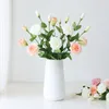 Dekorative Blumen, 4 Stück, feuchtigkeitsspendend, 2 Köpfe, Eustoma, künstlich, fühlt sich echt an, Dekor, Zuhause, Hochzeitsstrauß, Party, Tisch, Blumenarrangement