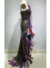 Casual Dresses Women Luxury Party Dress Strapless Sequined Feather High midje Sashes Maxi Long Celebrity Evening Stage Costumes