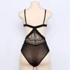 Tute da donna Pagliaccetti Sexy Body in pizzo floreale nero Donna Girocollo con scollo a V Vedere attraverso il corpo magro Tuta Pagliaccetto Pantaloncini combinati Salopette corta 230520