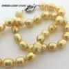 Colliers couleur or jaune perles traditionnelles classiques collier ras du cou riz forme allongée véritable perle d'eau douce pour les femmes tous les vêtements