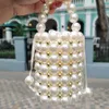 Evening Bags Luxury Big Pearl Bucket Bag Women Chic Handmade Clear Beading Clutch Purses And Handbags Ladies Messenger Dinner 230519