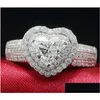 Anelli New Womens Fashion Sier Pink Heart Gemstone Engagement Jewelry Simated Diamond Ring For Drop Delivery Dh9Ya