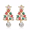 Stud -oorbellen vrouwen kerstboom strass ear elegante sieraden xmas cadeau ringen