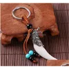 Клайки Lanyards Creative Women and Men Imating Wolf Tooth Pendation Retro Tassel Keyrings Charm Accessories Care Drop Dealive Dhbh5