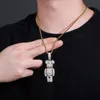 Halsband Ny Iced Out Cartoon Bear Doll Pendant Claw Seting CZ Stone Bling Pendant Hip Hop Jewelry for Women Men Rapper Gift