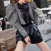 Women's Jackets Temperament Design Fall Round Neck Bow Bubble Long Sleeve Short Women's Crop Top Jacket