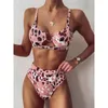 Maillot de bain pour femme Imprimé léopard multicolore Serpentine Commerce extérieur Sexy Bikini Européen et américain Taille haute Double face