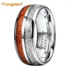 Кольца iTungsten 8 мм вольфрамовое кольцо на палец для мужчин и женщин, обручальное кольцо из дерева коа, инкрустация метеоритом, модные украшения, удобная посадка