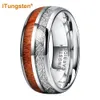 Anéis Itungstênio 8mm Tungstênio Anel de Dedo para Homens Mulheres Noivado Banda de Casamento Koa Madeira Meteorito Inlay Moda Jóias Conforto Fit