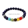 Beaded Classic 7 Chakra Healing Bracelet Natural Lava Stone Tiger Eye 8Mm For Women Men Fashion Yoga Pray Jewelry Gift Drop Delivery Dhei4