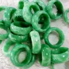 Bagues en pierre de Jade verte naturelle, amulette de jadéite, bijoux de charme à la mode, cadeaux artisanaux sculptés à la main pour femmes et hommes