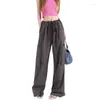 Damesbroeken Werkkleding Women broek Wide Been Design Sense Losse Amerikaanse stijl Zoete coole pocket Solid color pant