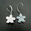 Knot Natural Larimar Plumeria Flower Leverback Earrings 925 Sterling Silver Jewelry Silver Dangle Earrings for Women Drop Earrings