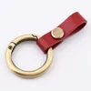 Keychains Vintage Genuine Leather Keychain Men Retro Bronze Clasp DIY Key Holder Pocket Car Keyring Women Accessories Jewelry Gift