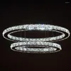 Pendant Lamps Modern Oval K9 Crystal Lights Led Stainless Steel High-power Lustre Lighting Lamp