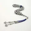 Bracelets Man's Tasbih metalowe koraliki z stopami z naturalnym lapis lazuli islam 33 45 66 99 Koraliki modlitewne Akcesoria Misbaha Bracelets