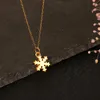 Collane YUNLI Collana con pendente in oro puro 24K 999 Semplice pendente con fiocco di neve con vera catena in oro 18K per le donne Regalo di gioielleria raffinata PE016