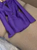 2023 Purple Solid Color Двух частями наборы брюк с длинным рукавом с зарезанными односпальными блейзарами с высокой талией костюмы с высокой талией набор O3W202603