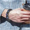Perlen Klassische Blaue Tigerauge Naturstein Stränge Armbänder Einstellbare Größe 8 Mm 10 Mm Geflochtenes Onyx Armband Für Männer Frauen Paar Je Dhdzi