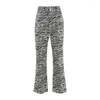 Kvinnor Pants Sports Casual Milk Cow Print Flare Women Street Indie Fashion Lose Long Mid Length Trousers 2023 Spring Autumn