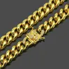 Mit 14 Karat Gelbgold vergoldete Hip-Hop-Lad-Diamant-eingelegte, dicke kubanische Halskette für Herren