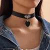 Choker Chokers Gothic Punk Black Pu Leather Collier Fomen Heart Cross Round Round Collar Chocker Rock Bijoux Giftchokers