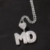 Kettingen Uwin Hart Letters Aangepaste Bubble Beginletter Nummer Iced Out CZ Gepersonaliseerde Plaat Hanger Ketting Charme Hiphop Sieraden