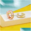 Anillos de banda nuevo Micro circón para mujer moda anillo de dedo ajustable abierto oro rosa accesorios románticos joyería de compromiso Dhcin