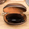 Sunglasses Cases Vintage Cow Leather Protable Folding Protector Travel Pack Pouch Glasses Case Zipper Box Hard Eyewear 230519