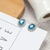 Boucles d'oreilles mode luxe 925 argent aiguille mer bleu petit Zircon boucle d'oreille aigue-marine pour les femmes cadeau de noël bijoux coréens