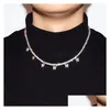 테니스 졸업 나비 목걸이 14K 골드 도금 아이스 아웃 테니스 체인 Choker CZ 힙합 블링 보석 남성 패션 목걸이 DH4RJ