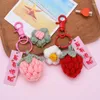 Keychains Creative Plush Hand Crocheted Fruit Strawberry Key Chain Simple Girl Luggage/Car Accessories Cute Charms