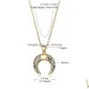 Pendant Necklaces 925 Sterling Sier Rainbow Cz Crescent Moon Long Gold Chain Women Zircon Necklace Jewelry Drop Delivery Pendants Dh8M3