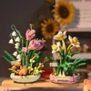 Blocks Creative Tulip Building Blocks Potted Plants Bonsai Block Toys for Girls Gift Mini Flower Kids Toys Desktop Decoration R230701